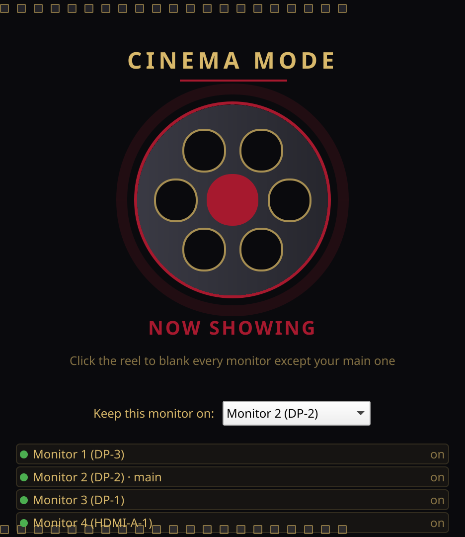 Now showing, every other monitor blanked